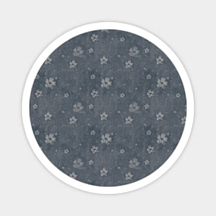 Charcoal Gray Grunge Flowers and Hearts Pattern Gifts Magnet